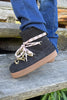Quilted Suede Boot Black