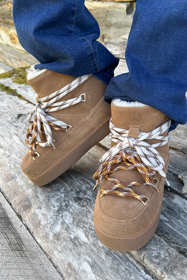 Quilted Suede Boot Brown