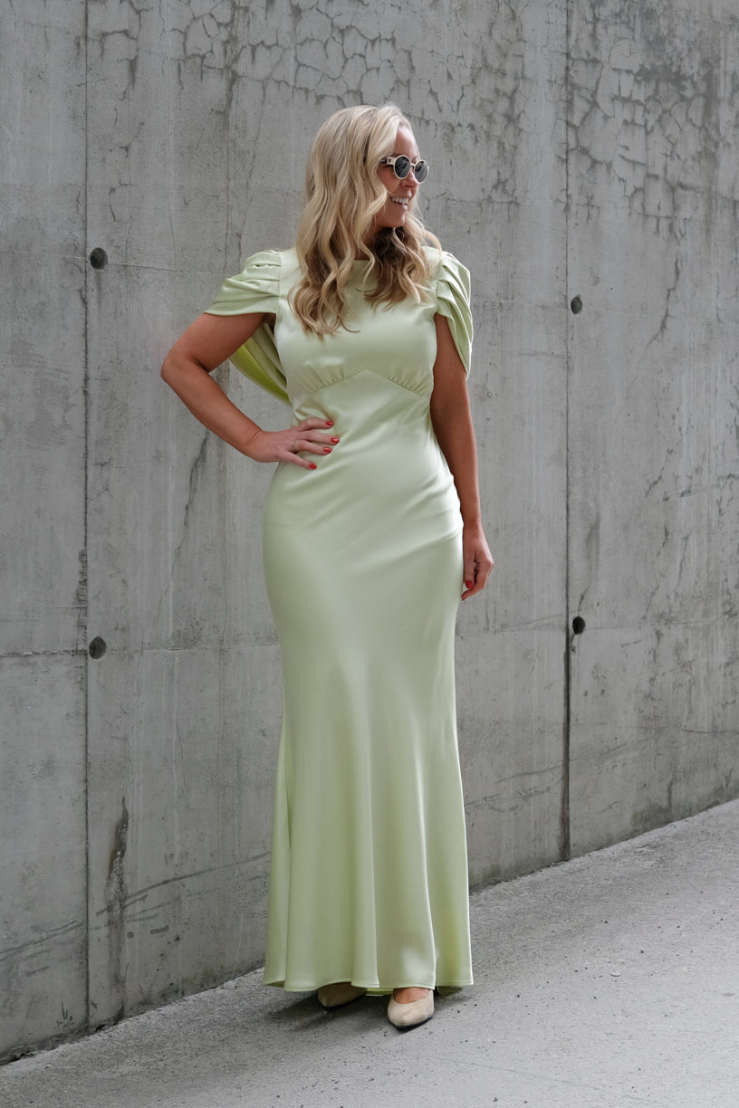 Louise Draped Back Maxi Dress Pistachio
