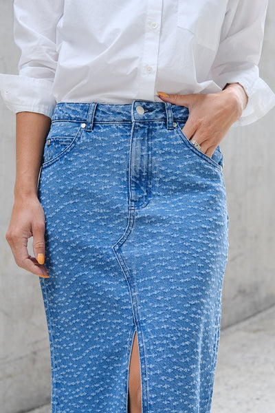 Angola Denim Skirt Blue Denim