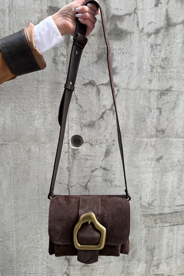 Nami Mini Umber Suede Crossbody Bag