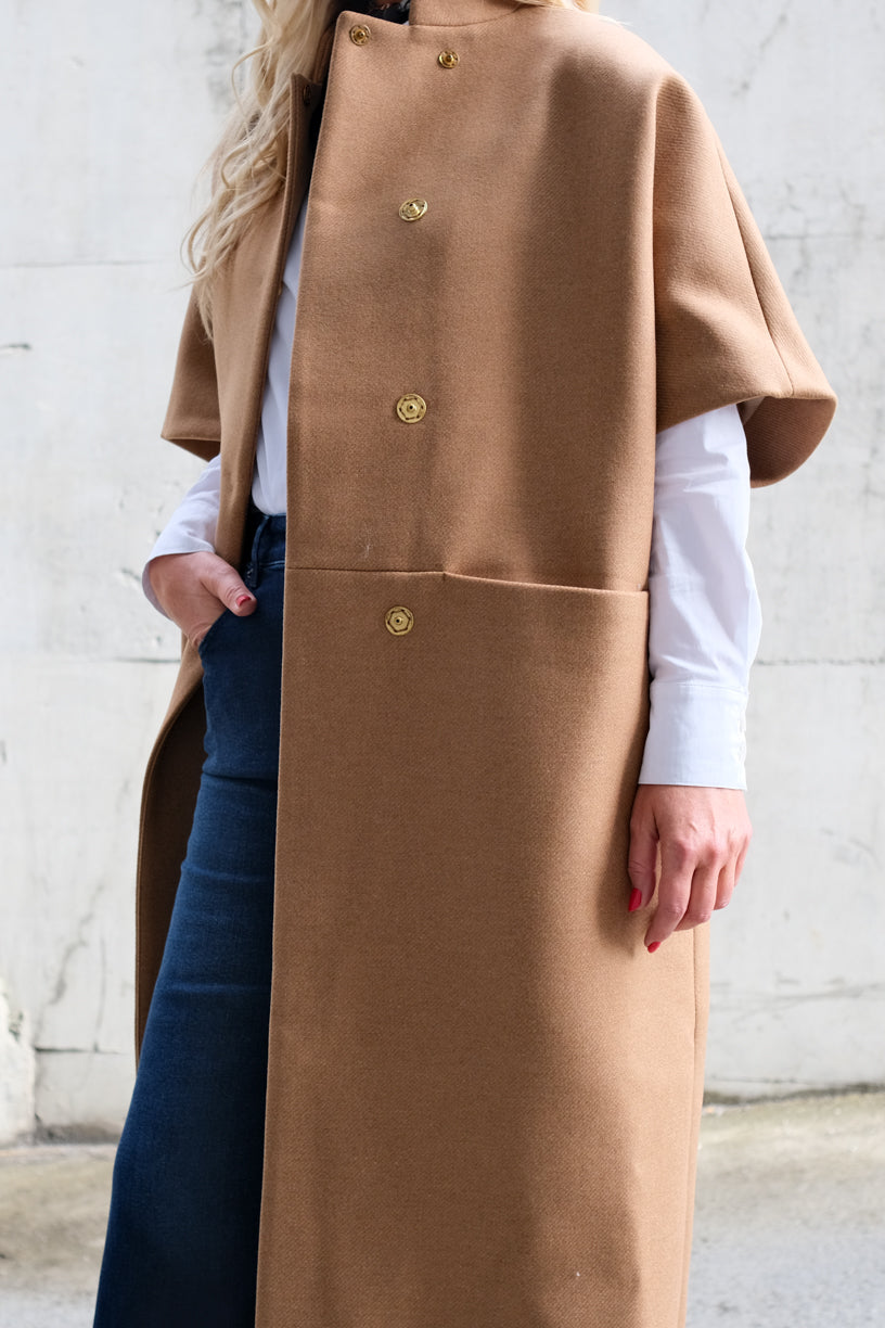 Long Mok Coat Camel