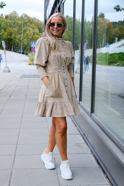 Corduroy Mini Dress Beige