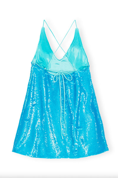 Sequins Strap Mini Dress Blue Curacao