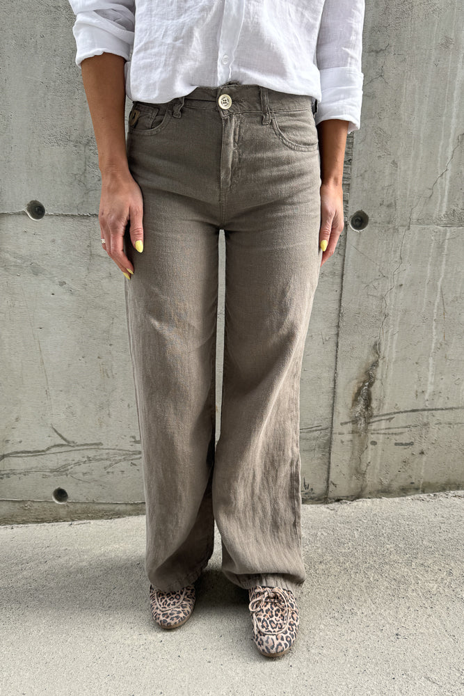 Culotte Linen Pants Hedge Green