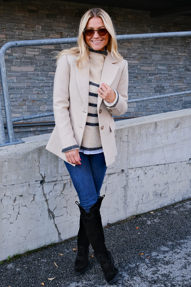 Brooklyn Blazer Cream Herringbone