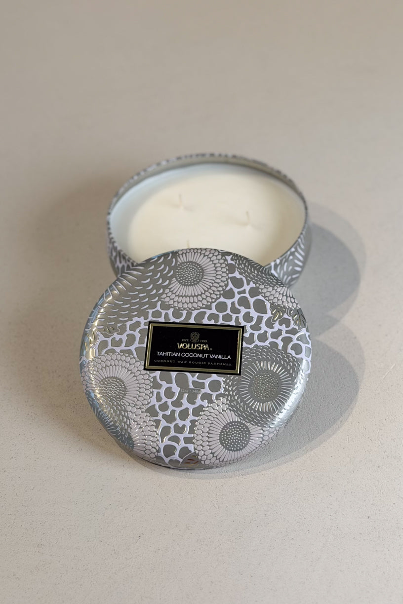 3 Wick Tin Candle 40timer Tahitian Coconut Vanilla