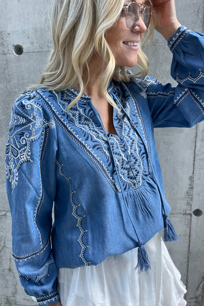 Kalani Blouse Tencel Blue