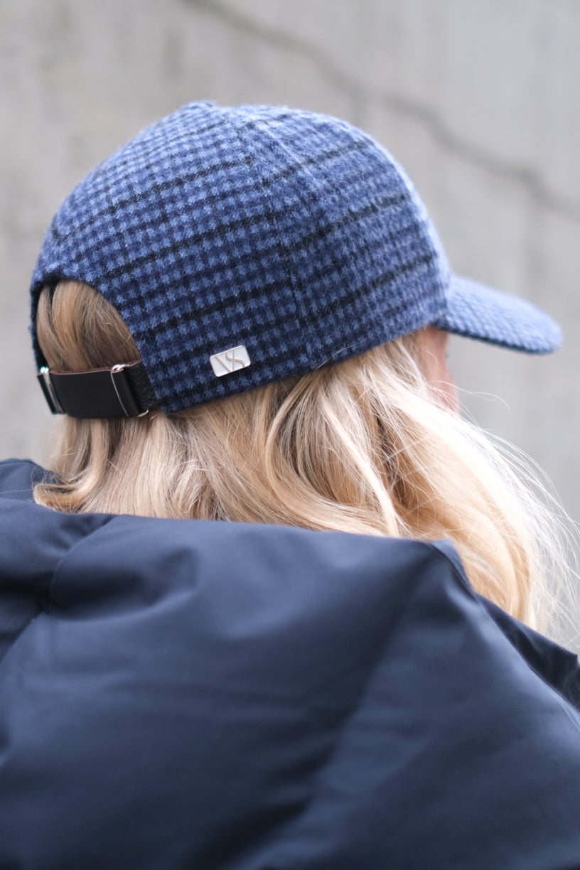 Wool Checker Navy Mohair