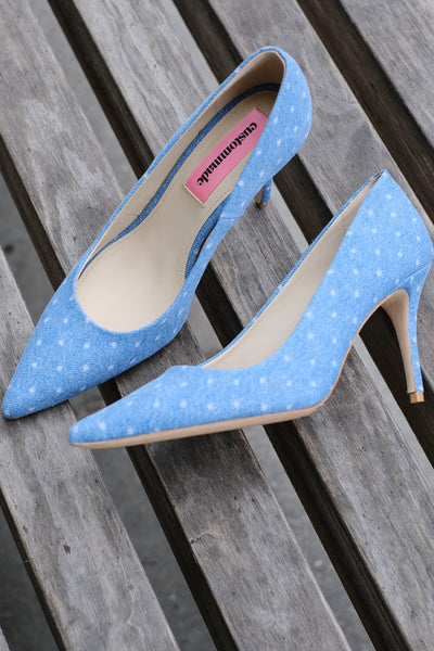 Aljo Dotted Denim Pumps Dusty Blue