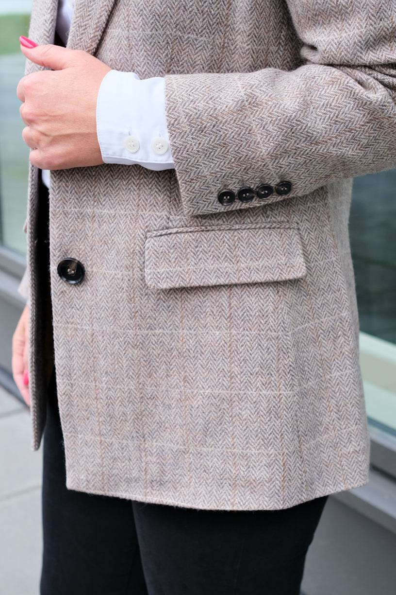 Brook Check Blazer Taupe Herringbone