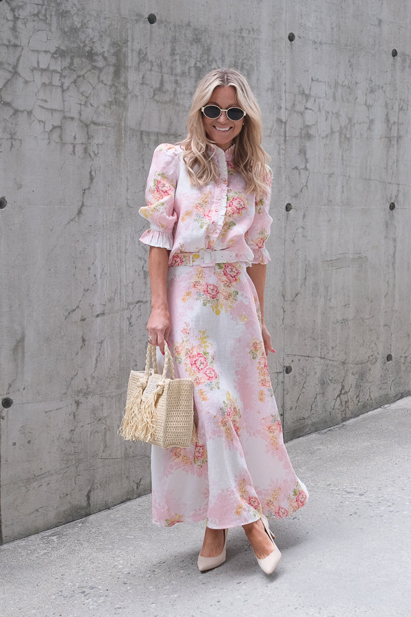 Linen Maxi Skirt Rose Amore