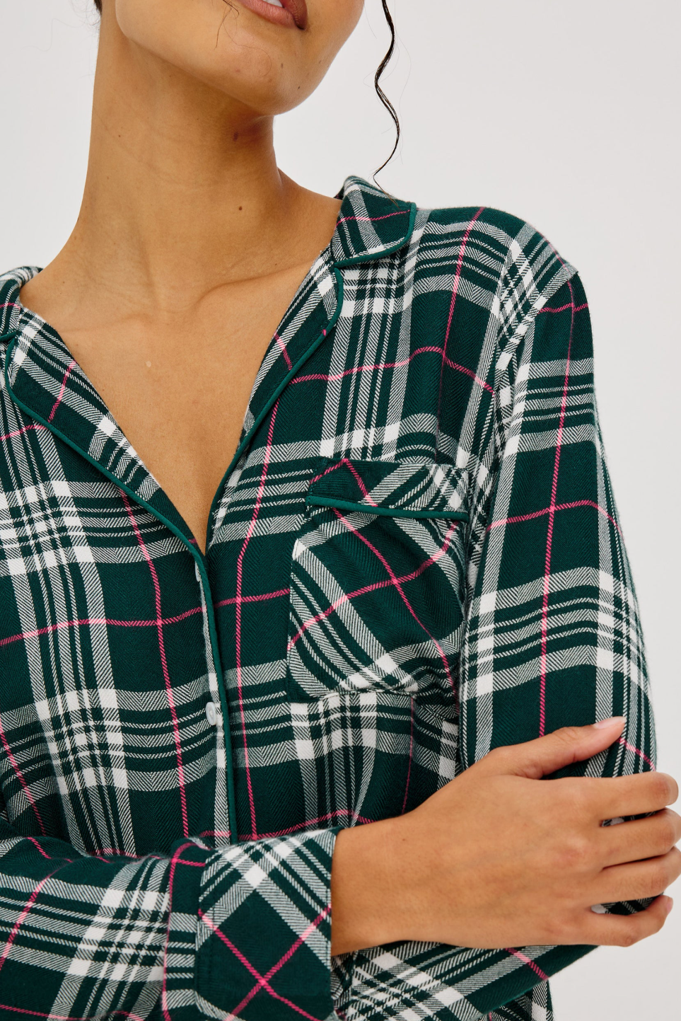 Luna Pajama Set Evergreen Fuchsia