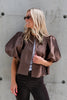 Cleo Puff Sleeve Blouse Chocolate