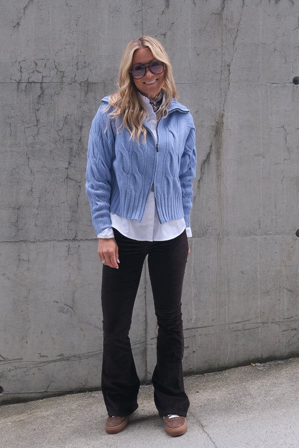 Cosima Zip Cardigan Light Blue Melange