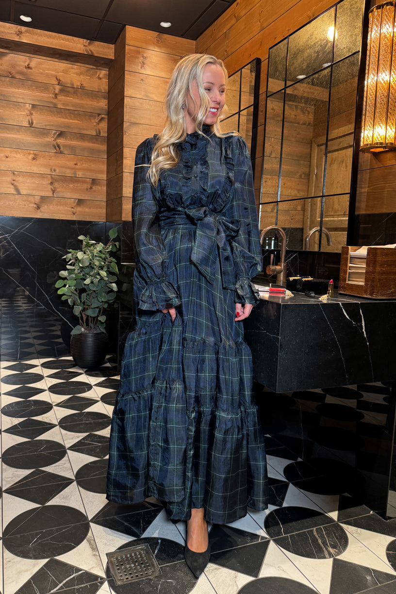 Check Showpiece Dress Green Check