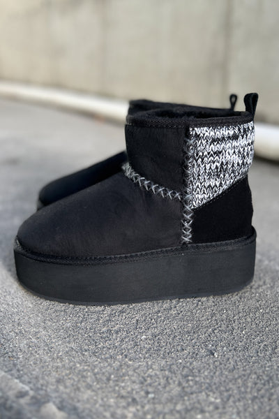 Stinger Knit Platform Boots Black