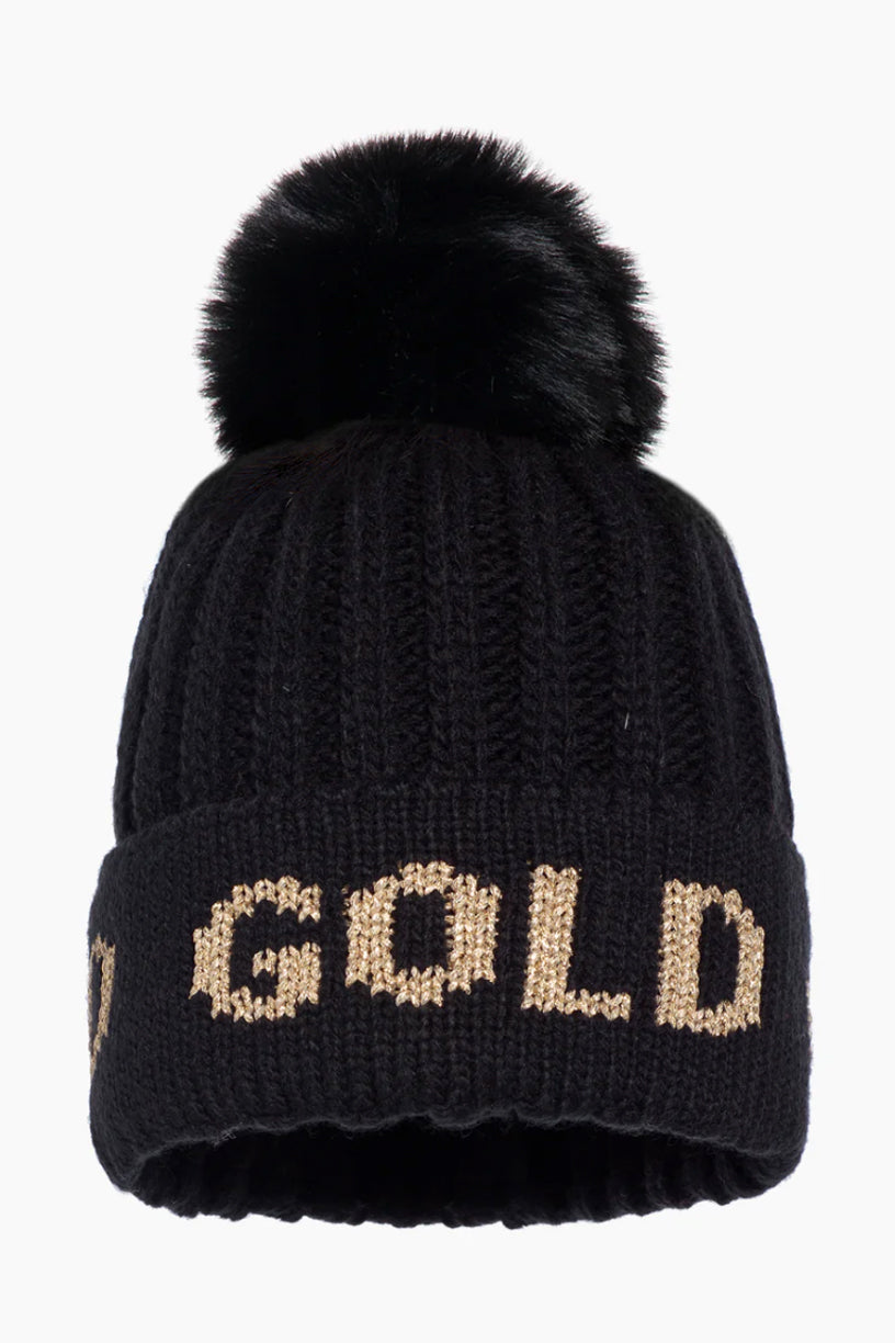 Hodd Beanie Faux Pom Black