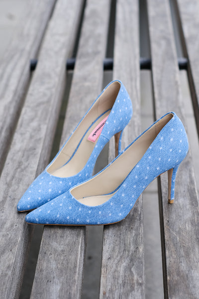 Aljo Dotted Denim Pumps Dusty Blue