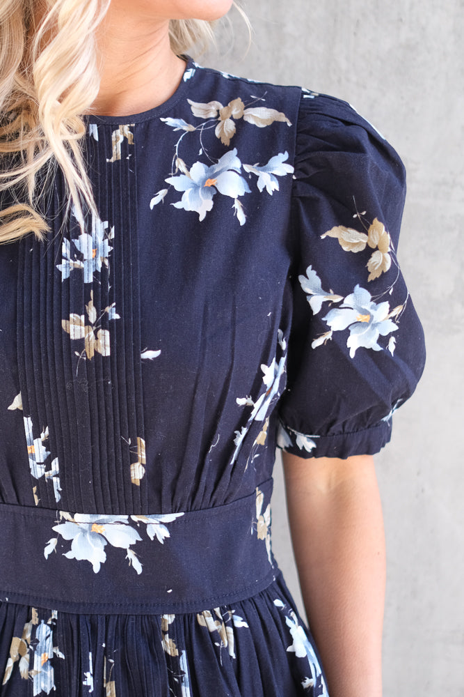 Structured Mini Dress Blue Bouquet