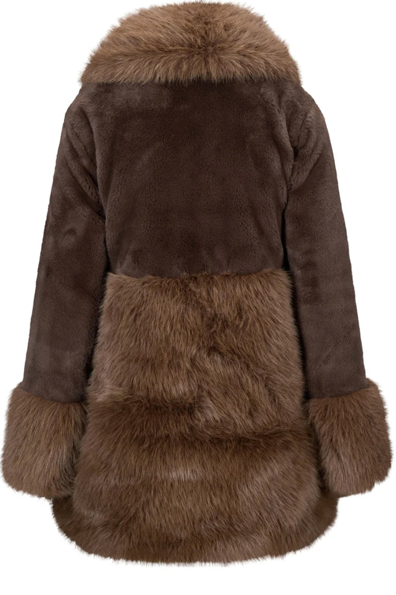 Anna Fake Fur Jacket Dark Brown