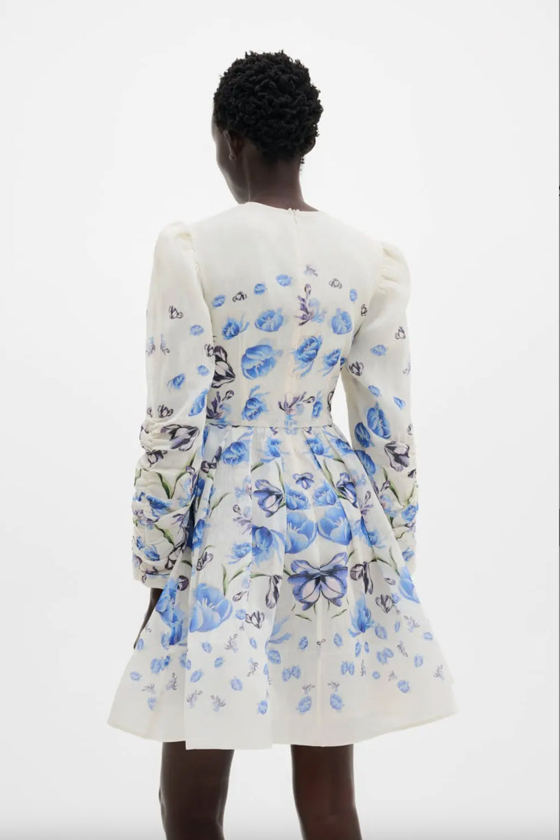 Leoni Silk Blend Mini Dress Tulip Blue