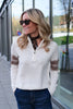 Ulmin Half Zip Jumper White Mauve & Brown
