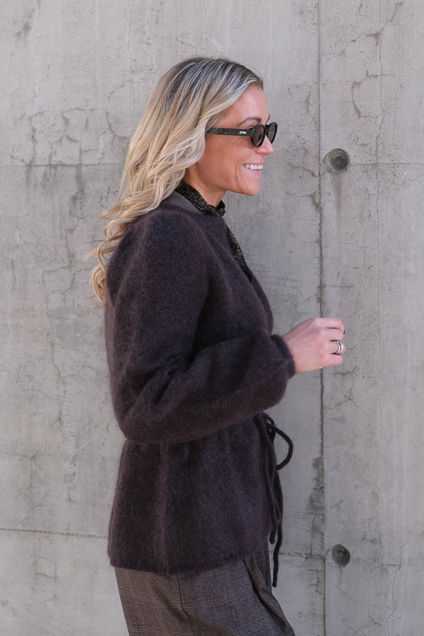 Fredrikke Chunky Cardigan Dark Brown