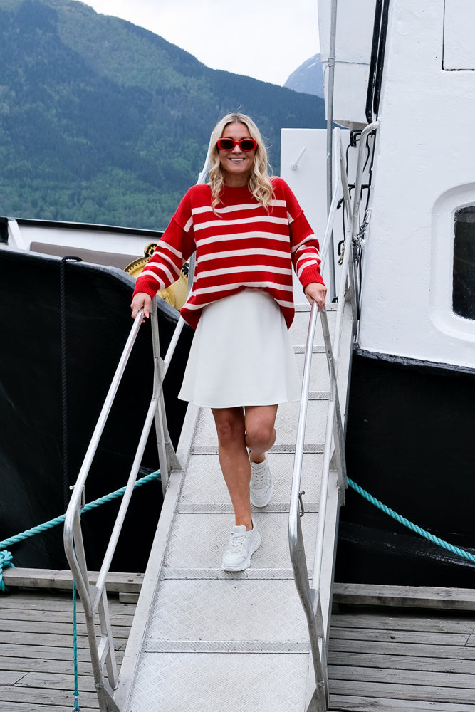 Kayne Stripe Sweater Red/Offwhite