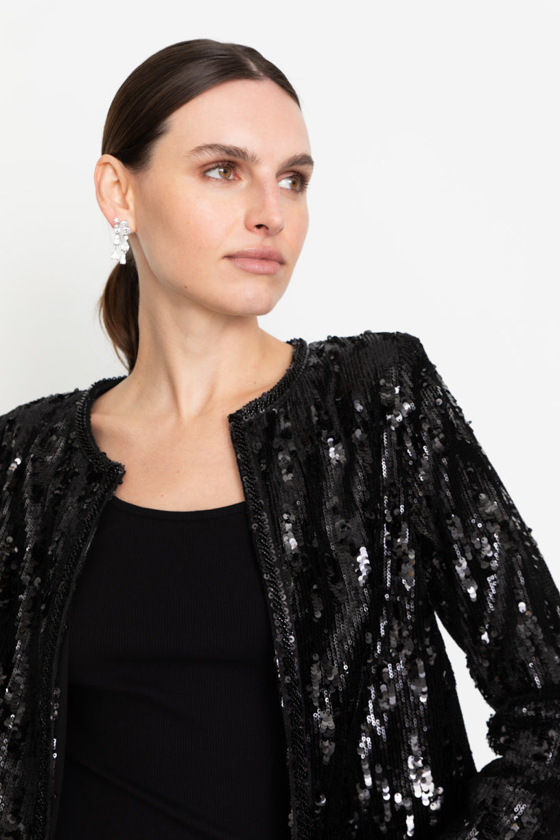 Vela Sequin Jacket Black