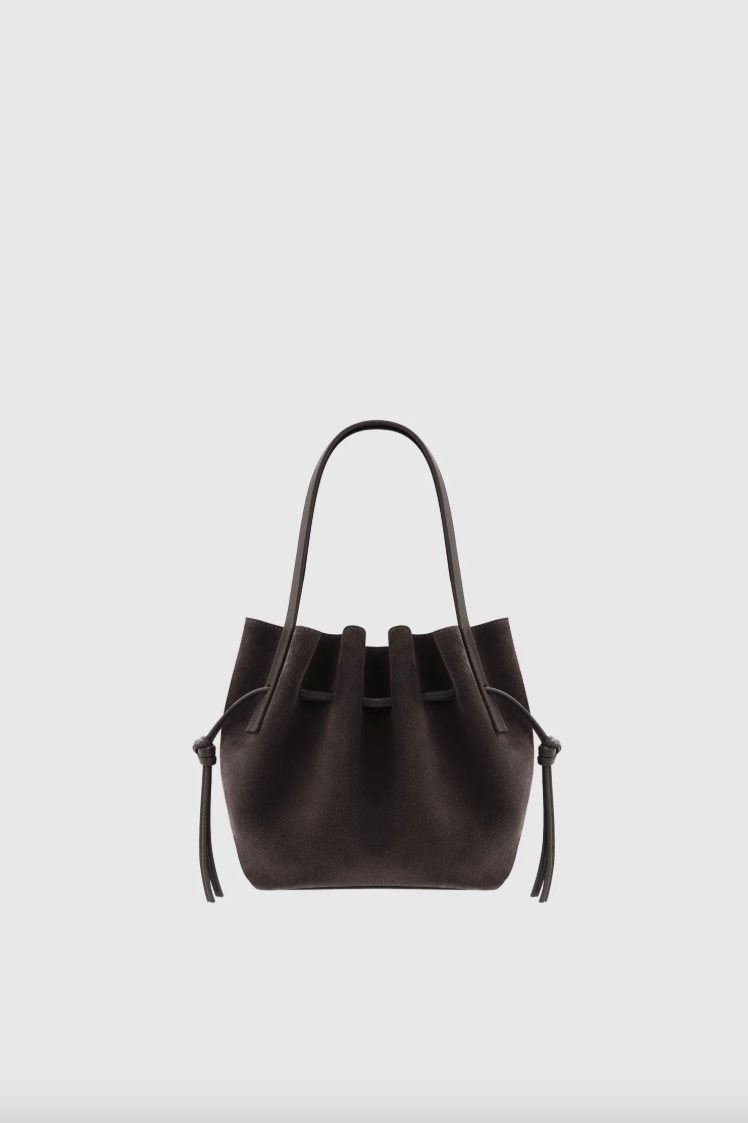 Mini Scallop Tote Suede Ganache