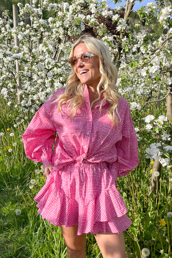 Summer Lounge Set Hot Pink Check