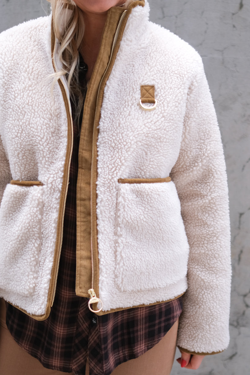Elenora Casual Fleece Jacket Cream