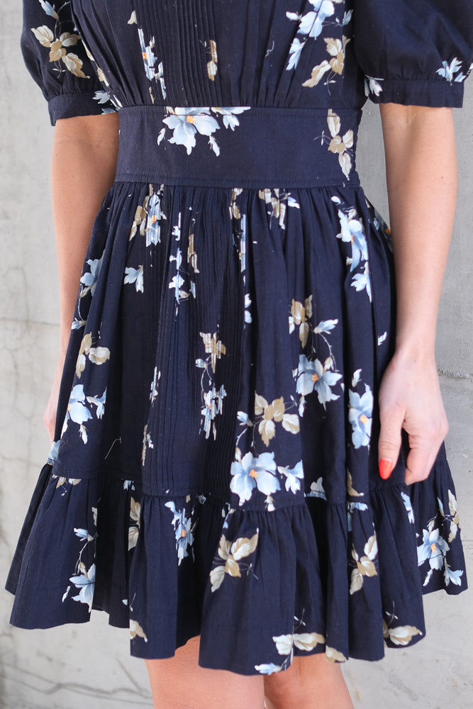 Structured Mini Dress Blue Bouquet