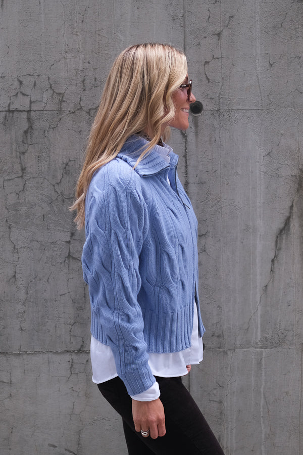 Cosima Zip Cardigan Light Blue Melange