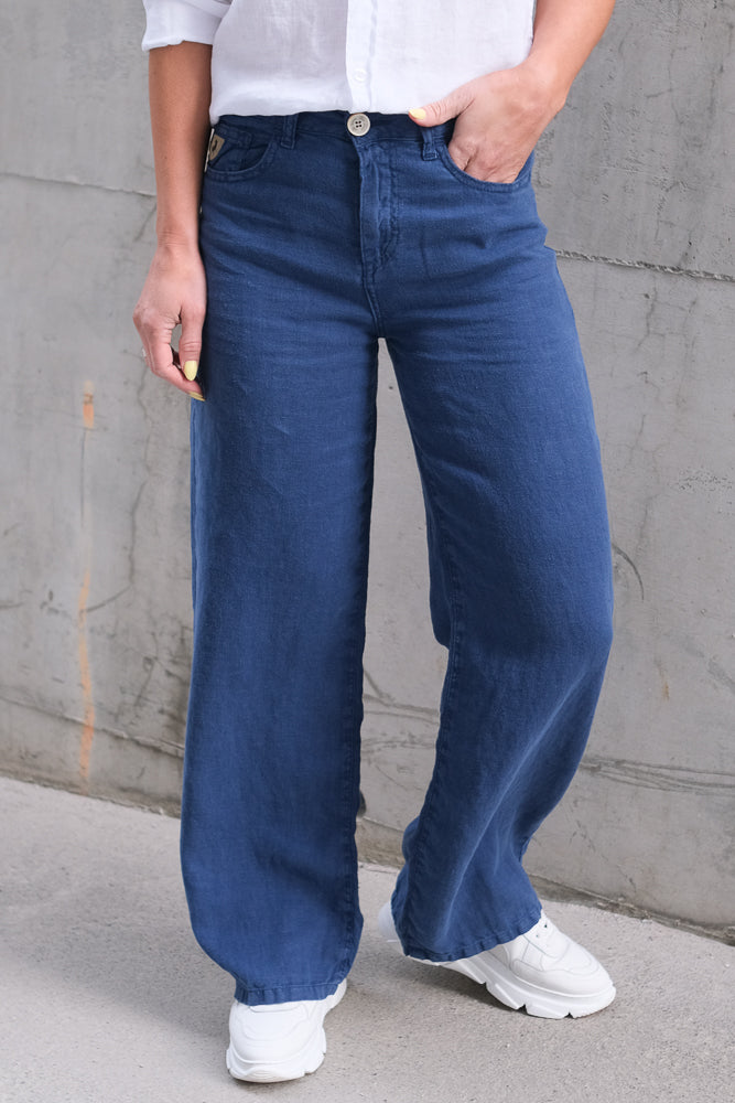 Culotte Linen Pants Blue Fusion