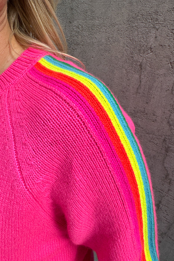 Roundneck Sweater Tokyo Pink Multicolour Stripes
