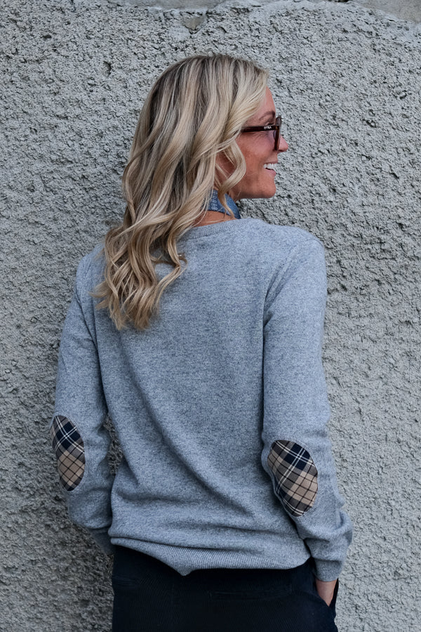 Pendle Crew Knitted Jumper Grey Marl