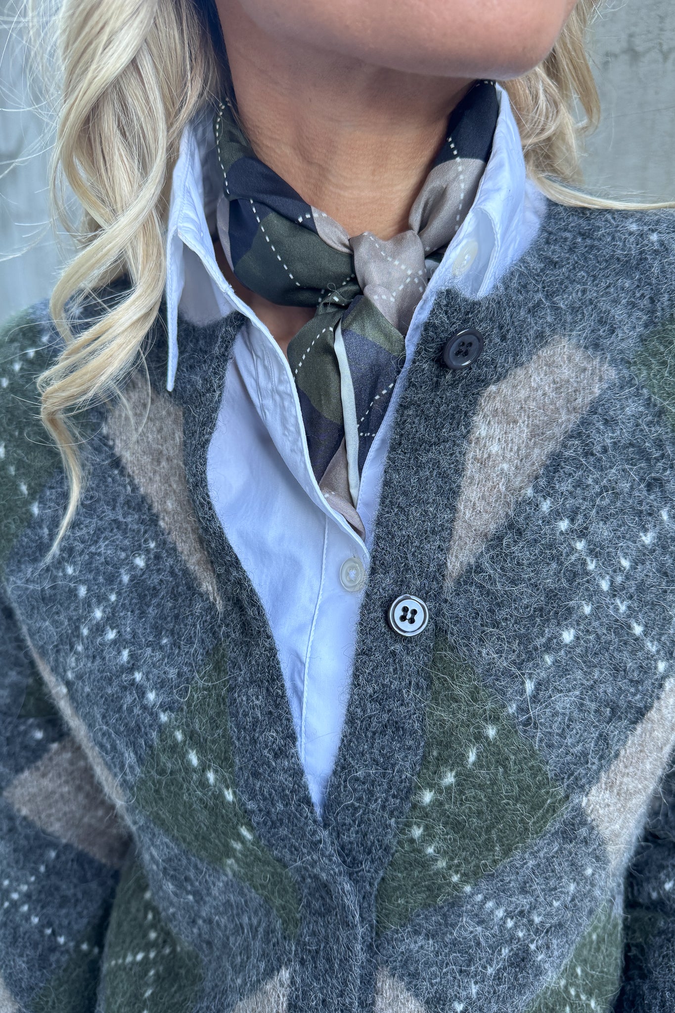 Flippa Argyle Cardigan Forest Green