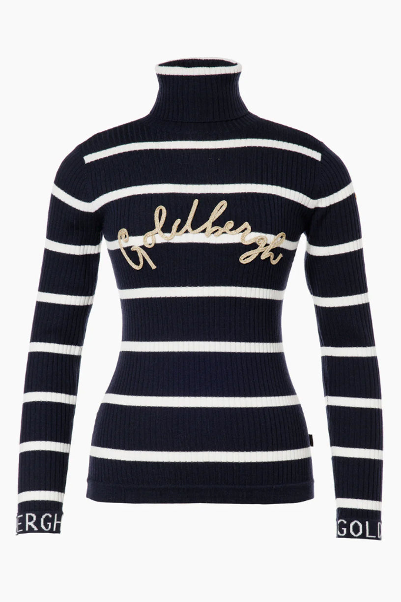 Mimi Long Sleeve Knit Sweater Breton Stripe Blue/Cream