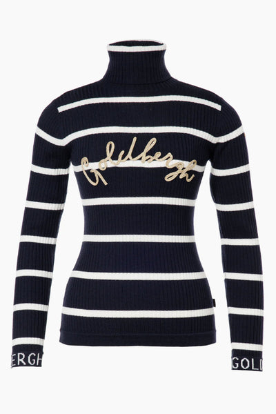 Mimi Long Sleeve Knit Sweater Breton Stripe Blue/Cream