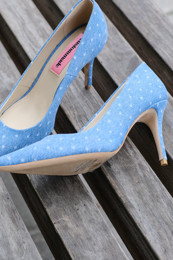 Aljo Dotted Denim Pumps Dusty Blue