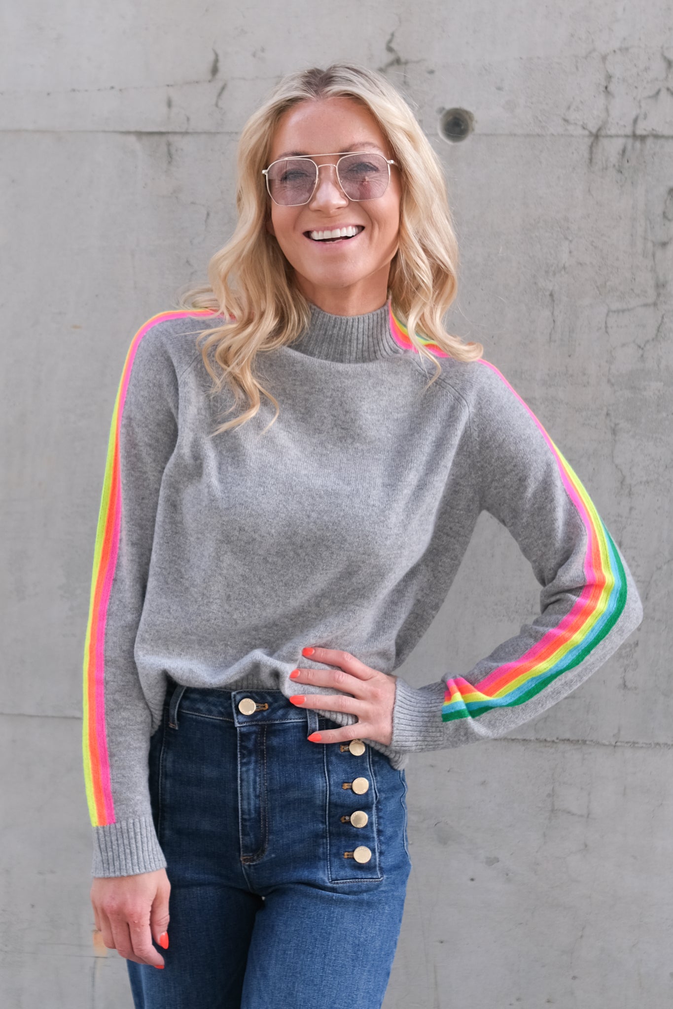 Mock Neck Sweater Gris Chine