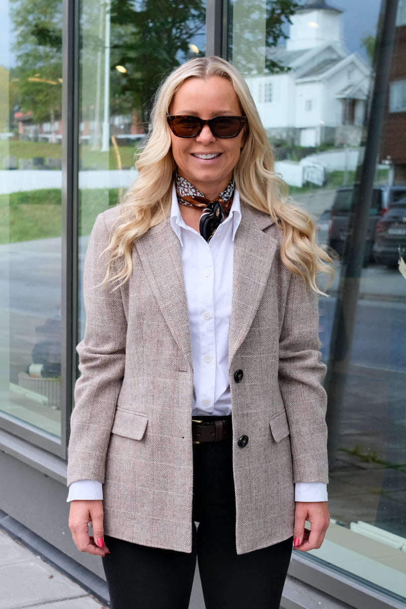 Brook Check Blazer Taupe Herringbone