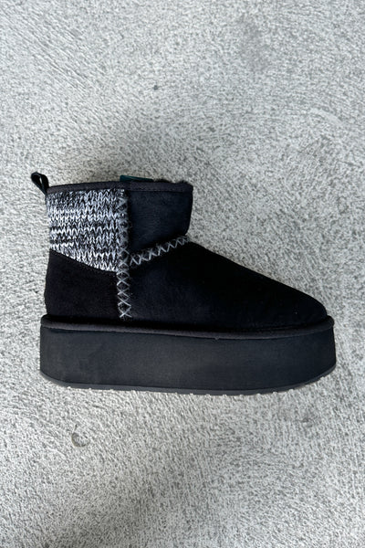 Stinger Knit Platform Boots Black