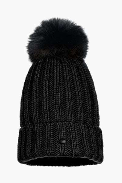 Una Beanie Faux Pom Black