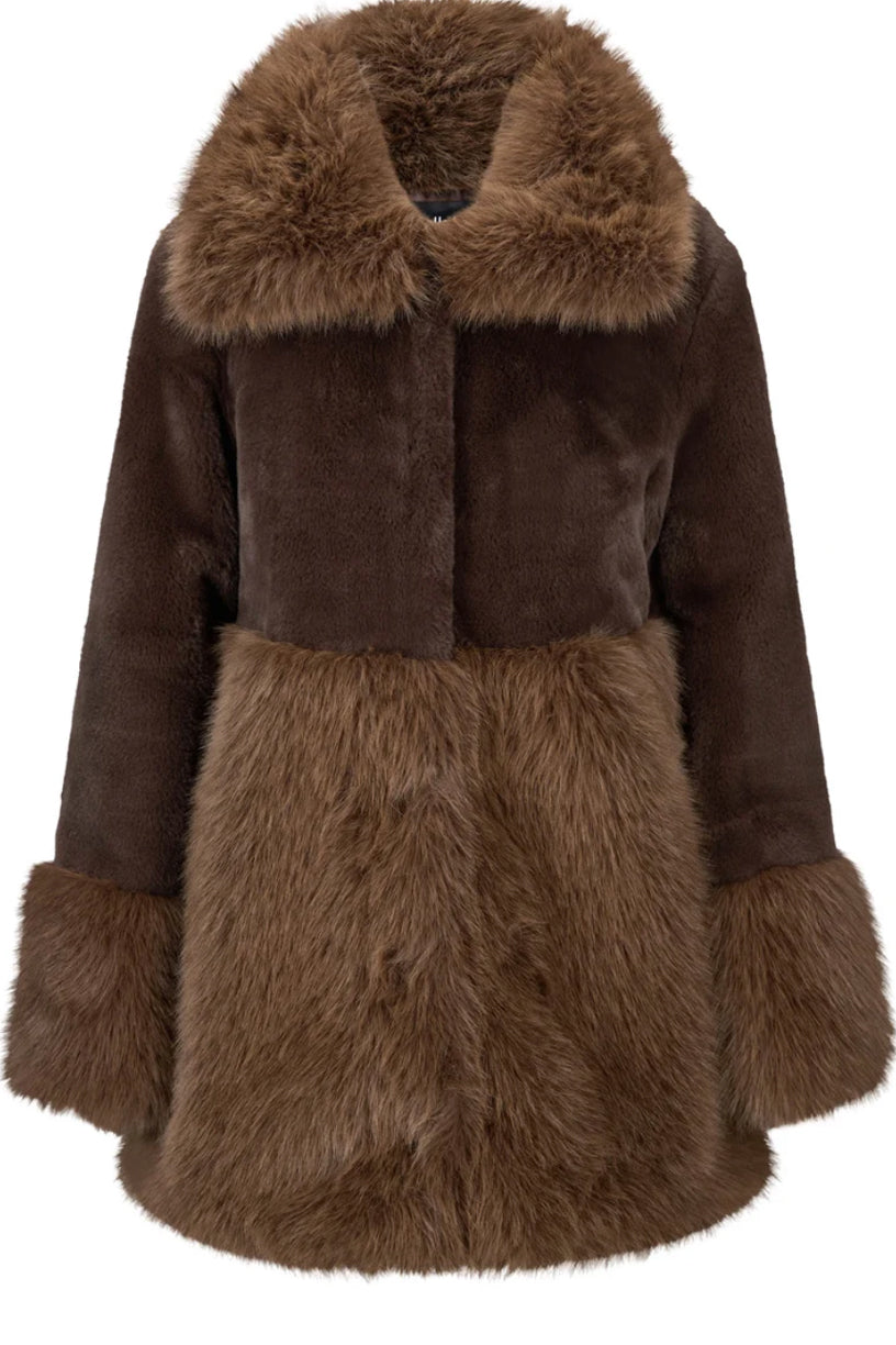 Anna Fake Fur Jacket Dark Brown