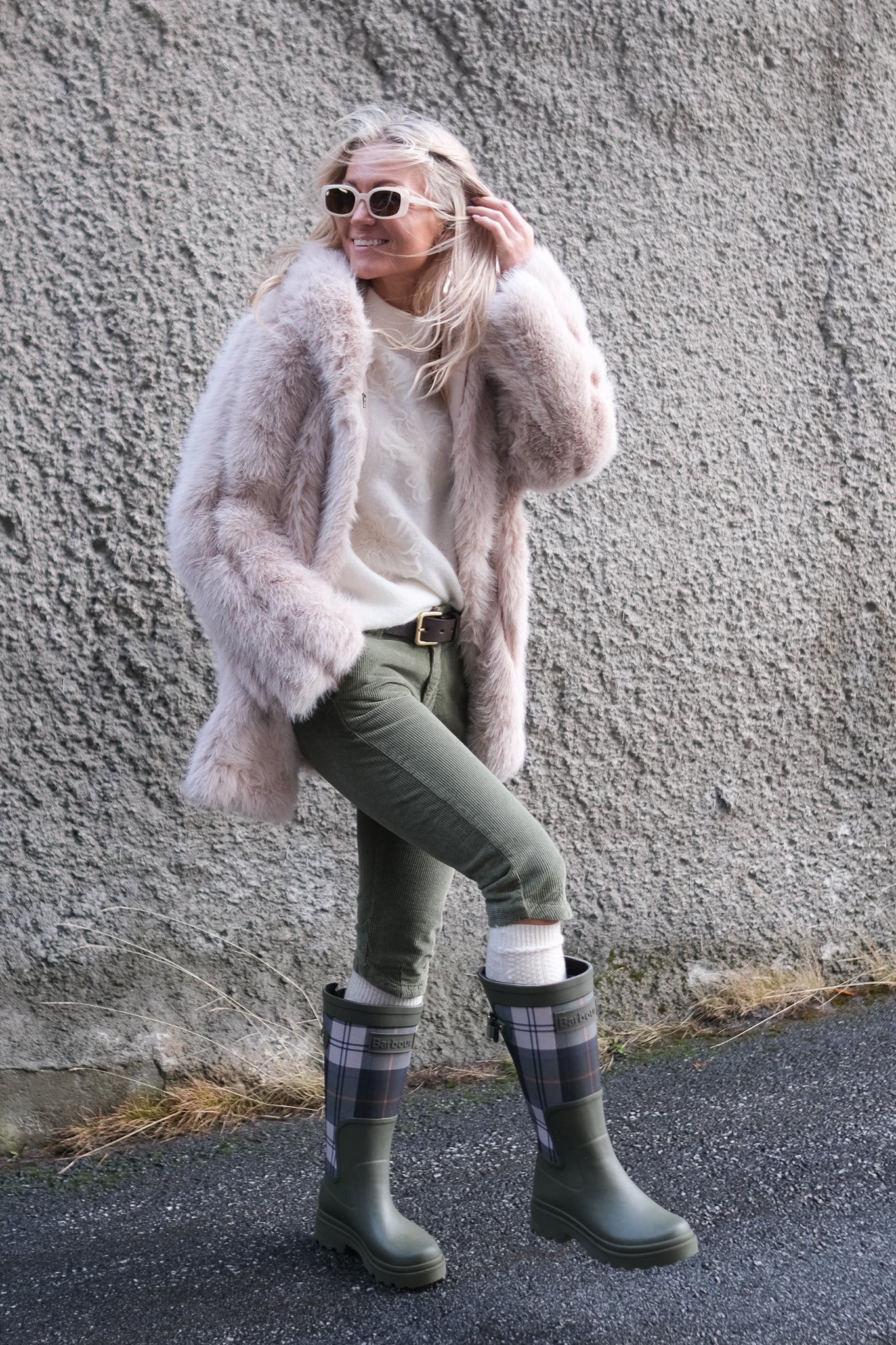 Dena Tall Welly Boots Tartan