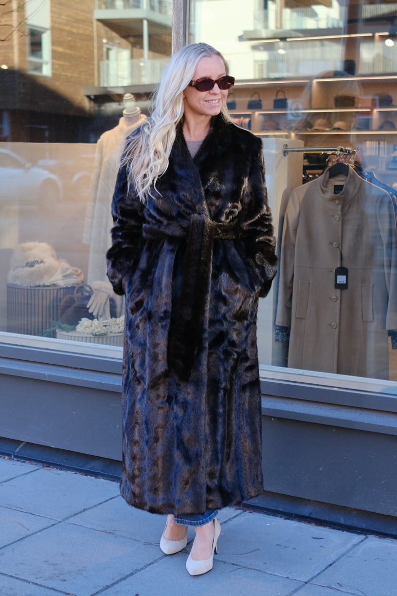 Vaujany Faux Fur Maxi Coat Rich Brown