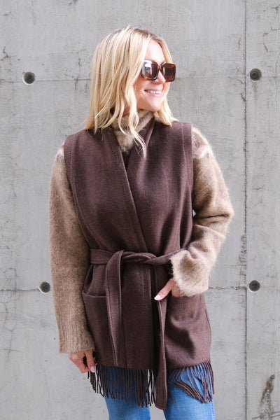 Elly Lambwool Vest Brown Melange